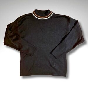 VTG 80s/90s Black Mock Neck Contrast Stripe Collar PASTA Knit Sweater